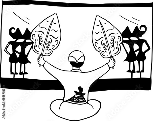 The Puppeteer is Performing Wayang Kulit, Southeast Asian Traditional Activity