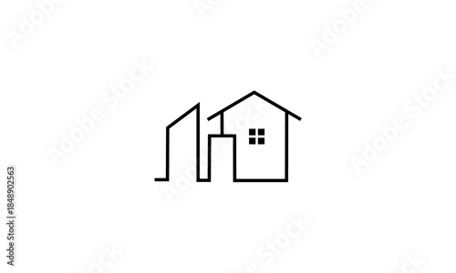 Minimalist Line Art Logo of Modern Buildings and Houses.