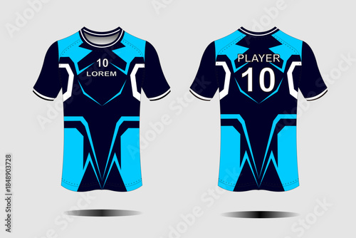 Customizable Blue Sports Jersey for Team Players with Number and Name Placeholder