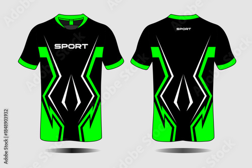 Modern Sport Jersey Design with Black and Green Color Scheme for Athletic Wear