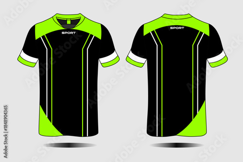 Black and Green Sport Jersey Design with Modern Graphic Elements for Athletic Wear
