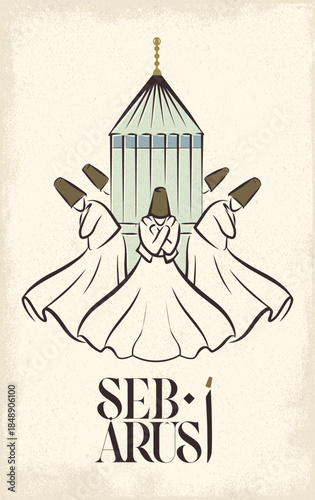 Mevlana Seb-i Arus – Whirling Dervish Mevlevi Culture Vector Art