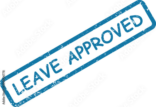 A blue grunge effect rectangular stamp indicates that leave has been officially approved