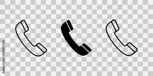 Three handset icons on transparent background