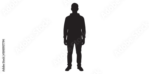 Group of People Wearing Jackets in Black Silhouette Style Diverse male silhouettes showcase modern casual style and active poses for design projects