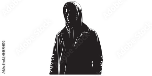 Group of People Wearing Jackets in Black Silhouette Style Diverse male silhouettes showcase modern casual style and active poses for design projects