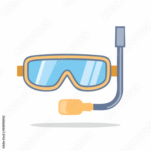 Dive Mask and Snorkel Isolated Swimming Equipment for Water Adventures and Underwater Exploration Flat Design