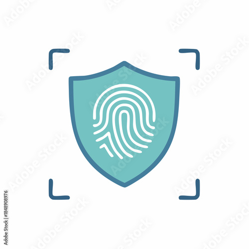 Fingerprint Authentication: Secure Biometric Identification with Security Shield Icon