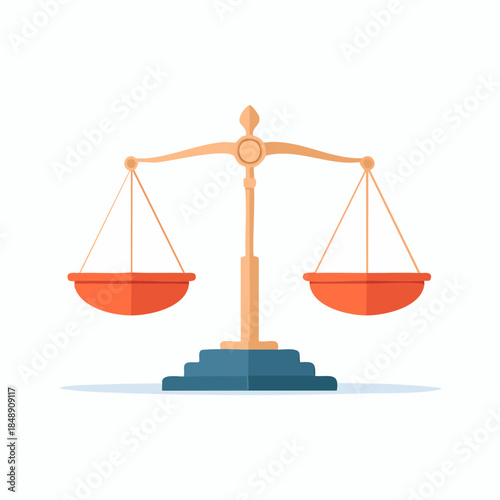 Balanced scales of justice illustration showcasing fairness, equilibrium, and legal balance concept.