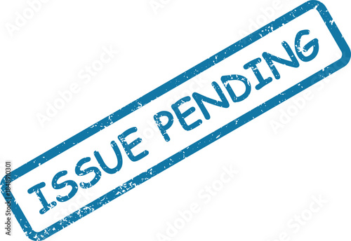 Distressed blue rubber stamp clearly displays the important message ISSUE ESCALATED on a clean white surface