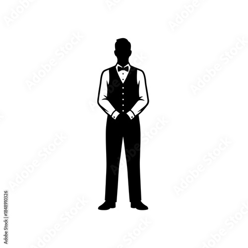 Monument style bartender silhouette vector illustration