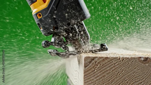 Material surface detail focus with reciprocating saw flush trimming edge effect videos Mission Cordless Power Tools style featuring