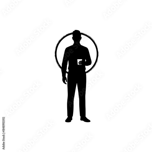 Bartender spotlight halo honor silhouette vector illustration