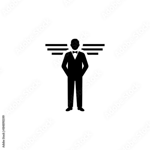 Bartender recognition line backdrop silhouette vector illustration