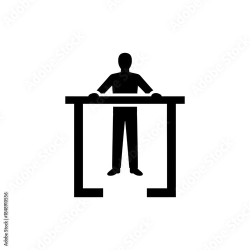 Bartender behind minimal bar frame silhouette vector illustration