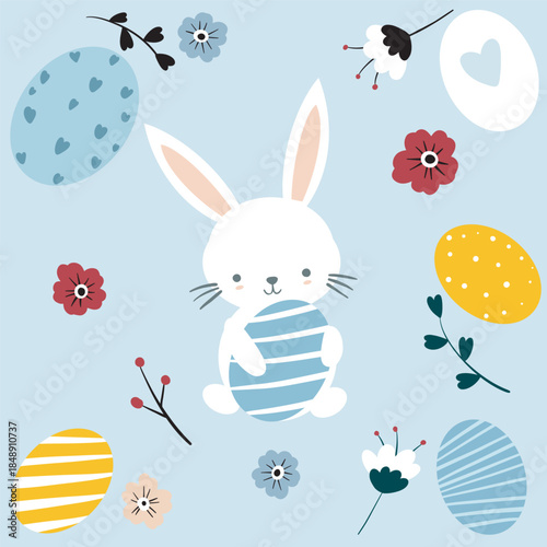 easter bunny and eggs