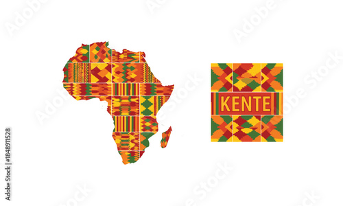 Black history month africa map with kente pattern vector design