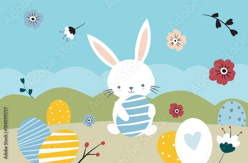 easter bunny with easter eggs