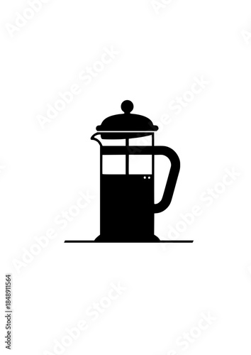 French press coffee maker silhouette design with copy space
