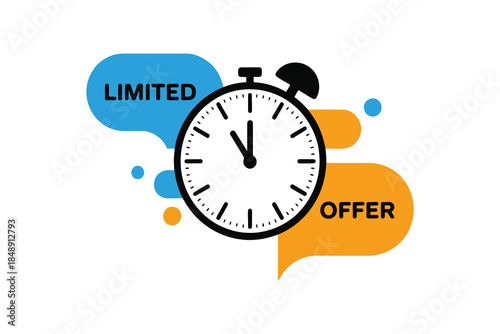 stopwatch with limited offer text bubbles