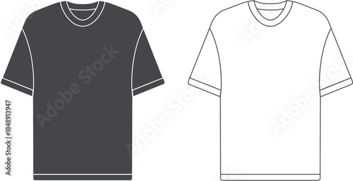 T-shirt, t-shirt icon, white and black men's t-shirt isolated on a white background. Vector cartoon illustration, poster, postcard. Vector