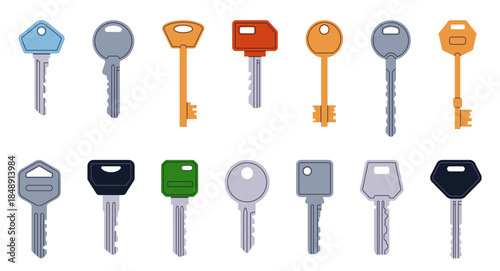 Set keys. Modern flat Isometric illustration isolated on white background