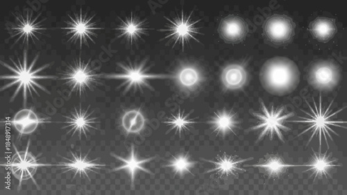 Bright sparkling stars on dark background