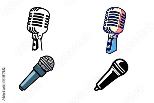 Modern electronic MIC .musical instruments illustrated as bold vector SVG icons. Includes synthesizers, MIDI controllers, DJ tools, and digital music production devices