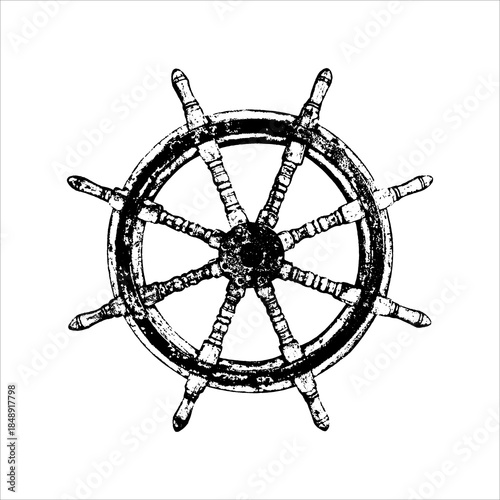 Vintage ship wheel illustration