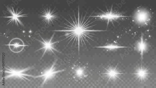 Radiant starburst effects on transparent background