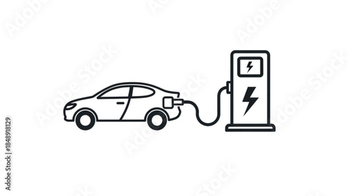 Electrifying the Future: An electric vehicle charges at a charging station, representing sustainable transportation and environmental consciousness.
