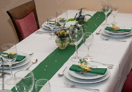 Table decoration in a restaurant for a wedding