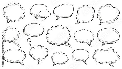 Collection of various thought and speech bubbles