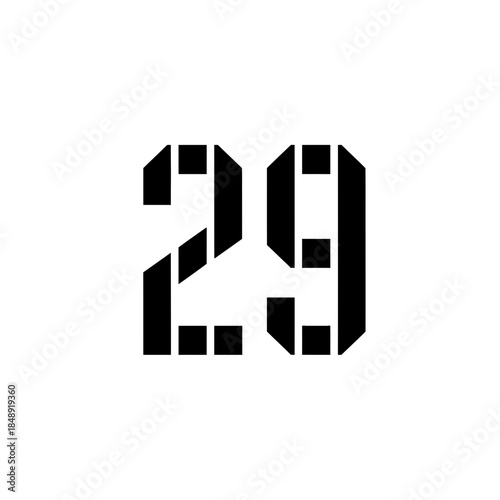 Vertical time pillar number twenty nine silhouette vector illustration