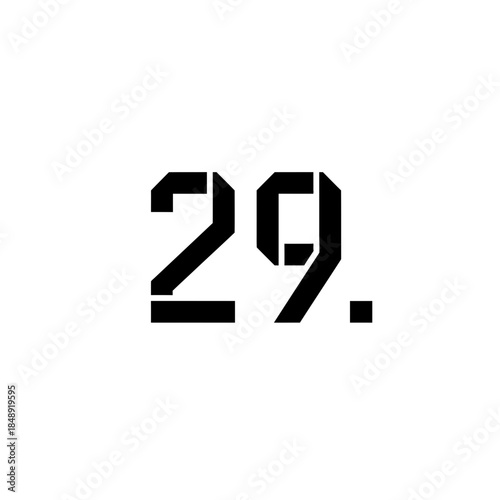 Detached segment number twenty nine silhouette vector illustration