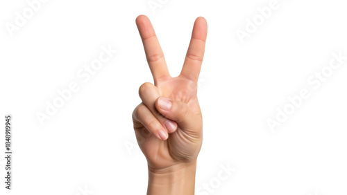 Photography Isolated human hand making a peace sign, victory sign, or number two gesture