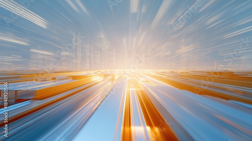 Dynamic Digital Highway: Futuristic Cityscape with Light Streaks and Neon Glow