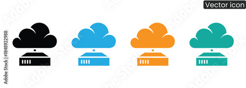 Vibrant cloud computing icons for modern tech and business applications