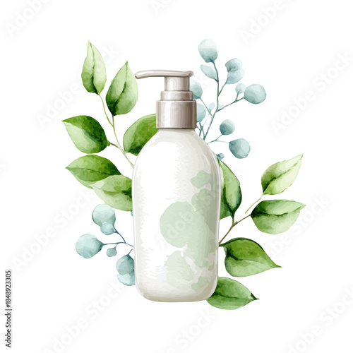 Body Lotion, watercolor illustration vector, isolated on a white background.