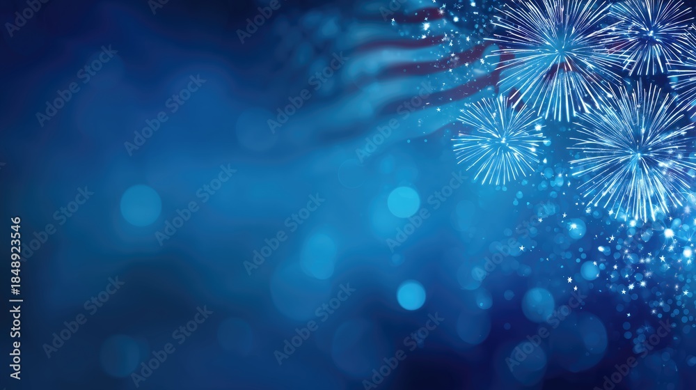 Obraz premium Dynamic Celebration and Collaboration during a Spectacular Fourth of July Fireworks Show with American Flag