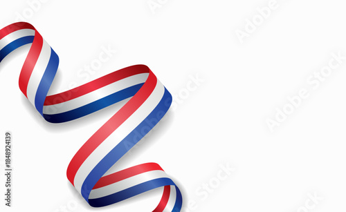 Dutch flag stylized wavy ribbon, symbolizing national pride, celebration, or cultural identity. Vector illustration.