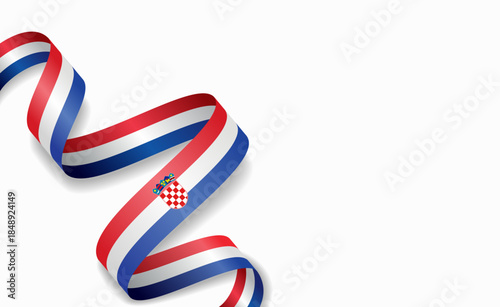 Croatian flag stylized wavy ribbon, symbolizing national pride, celebration, or cultural identity. Vector illustration.