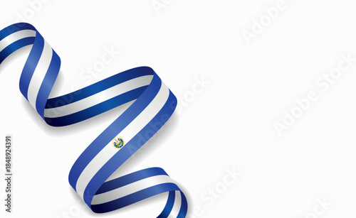 El Salvadoran flag stylized wavy ribbon, symbolizing national pride, celebration, or cultural identity. Vector illustration.