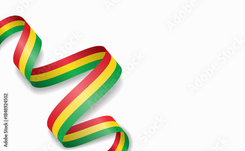 Bolivian flag stylized wavy ribbon, symbolizing national pride, celebration, or cultural identity. Vector illustration.