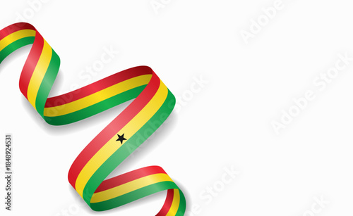 Ghanaian flag stylized wavy ribbon, symbolizing national pride, celebration, or cultural identity. Vector illustration.