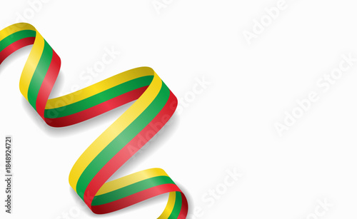 Lithuanian flag stylized wavy ribbon, symbolizing national pride, celebration, or cultural identity. Vector illustration.