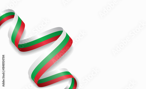 Bulgarian flag stylized wavy ribbon, symbolizing national pride, celebration, or cultural identity. Vector illustration.