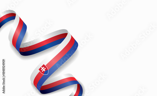 Slovakian flag stylized wavy ribbon, symbolizing national pride, celebration, or cultural identity. Vector illustration.