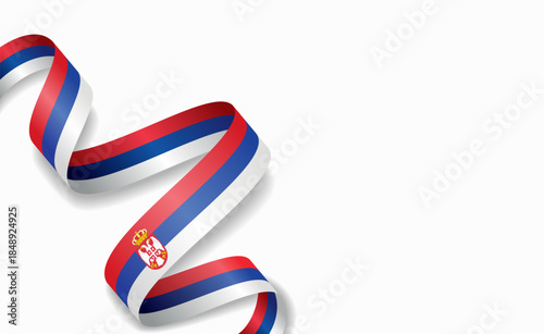 Serbian flag stylized wavy ribbon, symbolizing national pride, celebration, or cultural identity. Vector illustration.