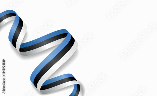 Estonian flag stylized wavy ribbon, symbolizing national pride, celebration, or cultural identity. Vector illustration.